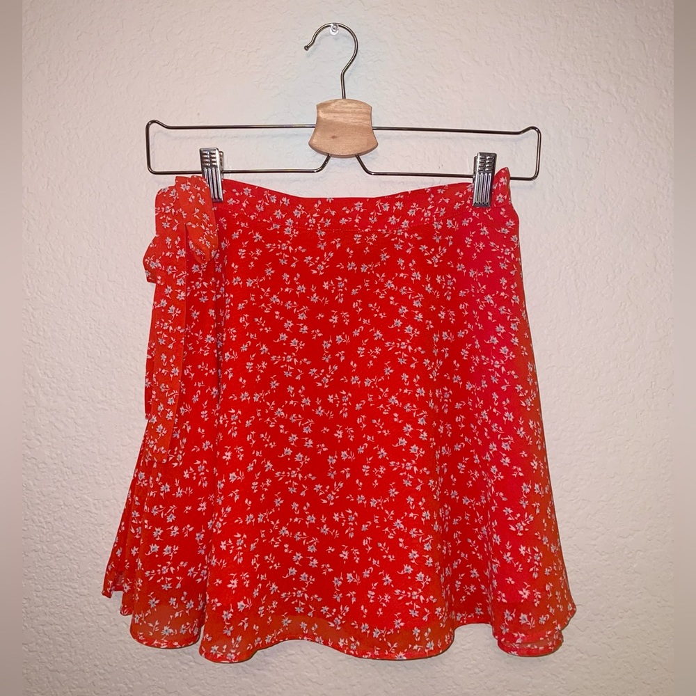 Forever21 Soft girl inspired Blood Orange Chiffon Skirt